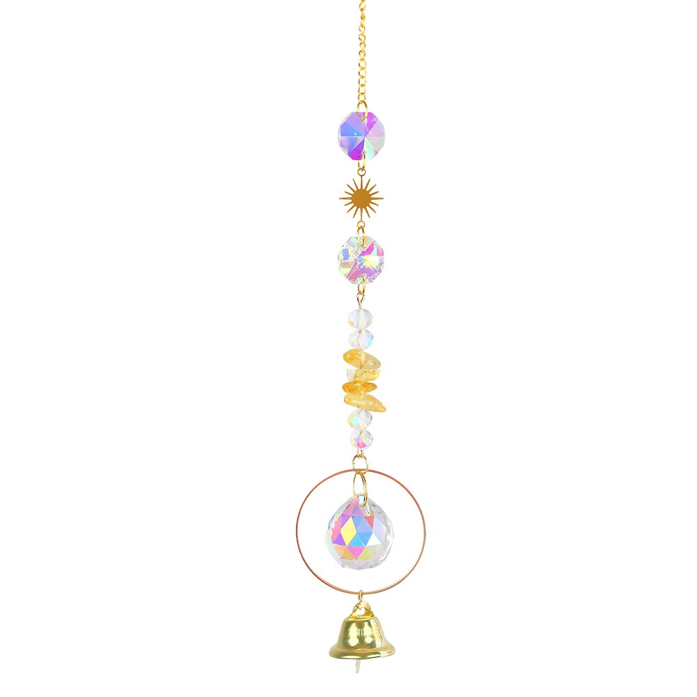 Crystal Wind Chimes Pendant Handmade Sun Catcher Sunlight Trapping Windchime Garden Curtain Window Chandelier Pendant: Yellow