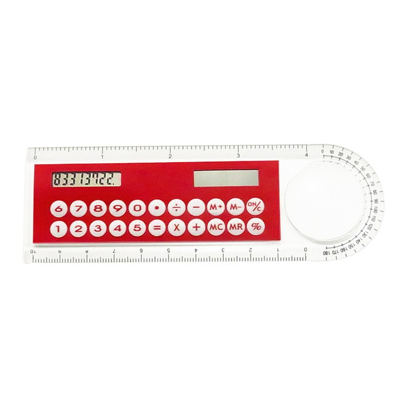 Multifunctional Ruler Portable Solar Calculator Magnifier Calculator Pocket Size Calculator Office Supplies Solar Power 10cm: 3