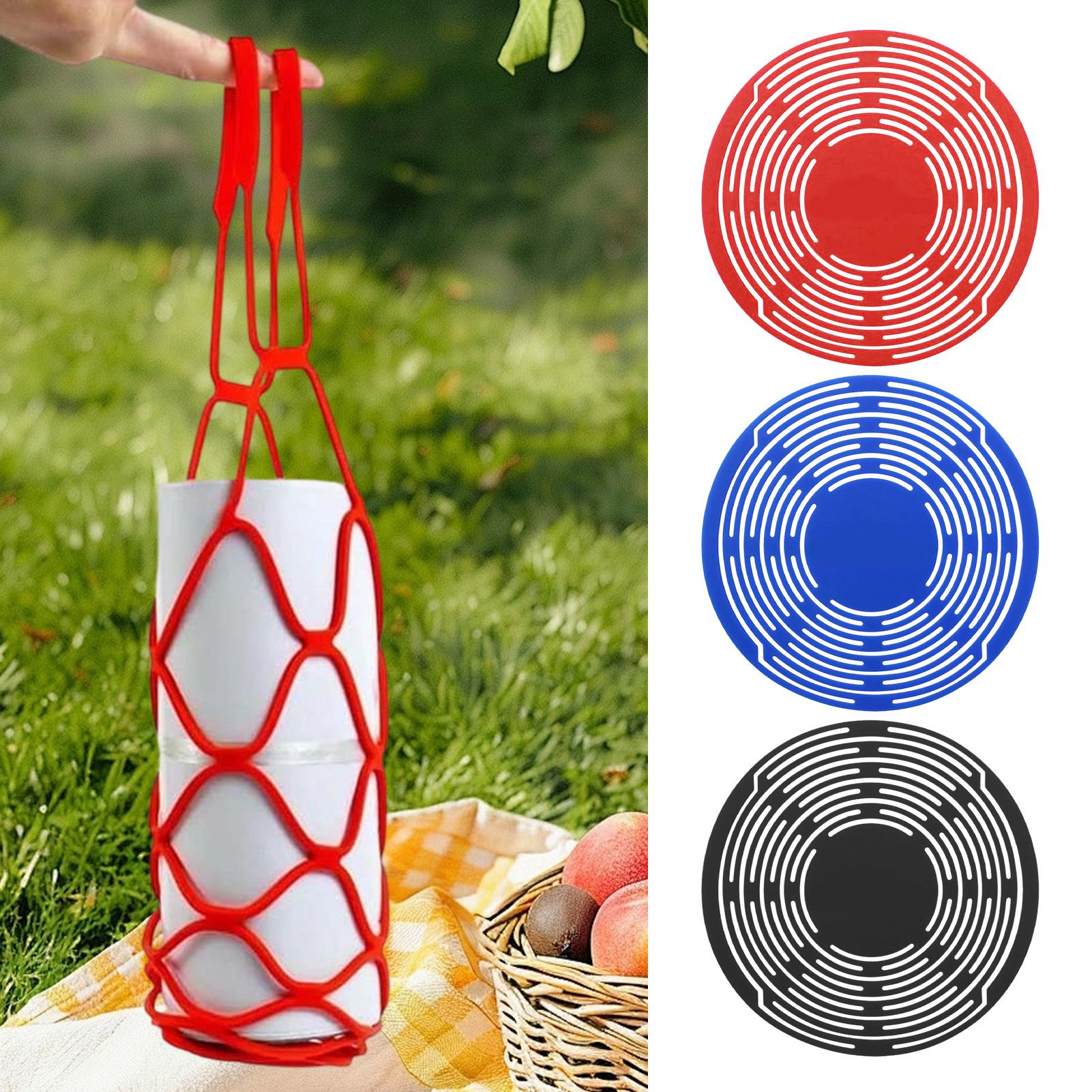 Siliconen waterfles opbergtas Herbruikbare wasbare wijnfles draagtas Flesgaasmand voor picknick kamperen Organizer