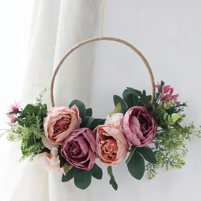 Wildflowers Deur Opknoping Mand Krans voor Voordeur, Lente Wildflowers Deur Opknoping Mand Krans voor Voordeur, Lente