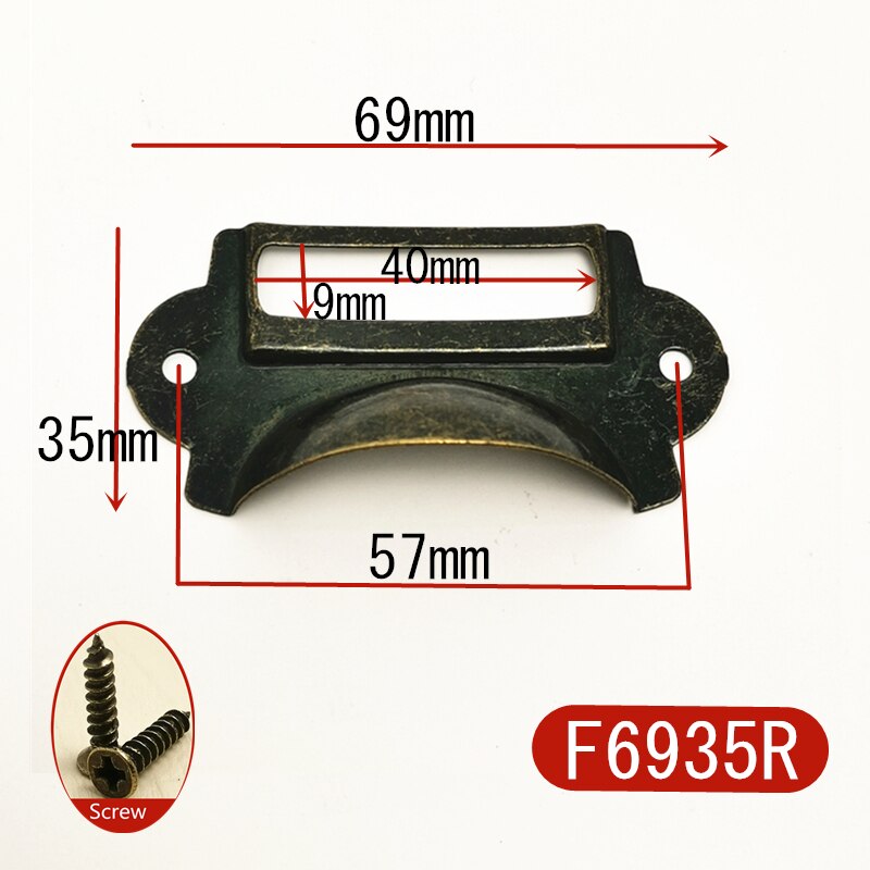 5 Stks/partij Antiek Messing Brons Metalen Label Pull Frame Handvat Bestand Naam Kaarthouder Voor Meubels Kast Lade Doos case Bin: F6935B