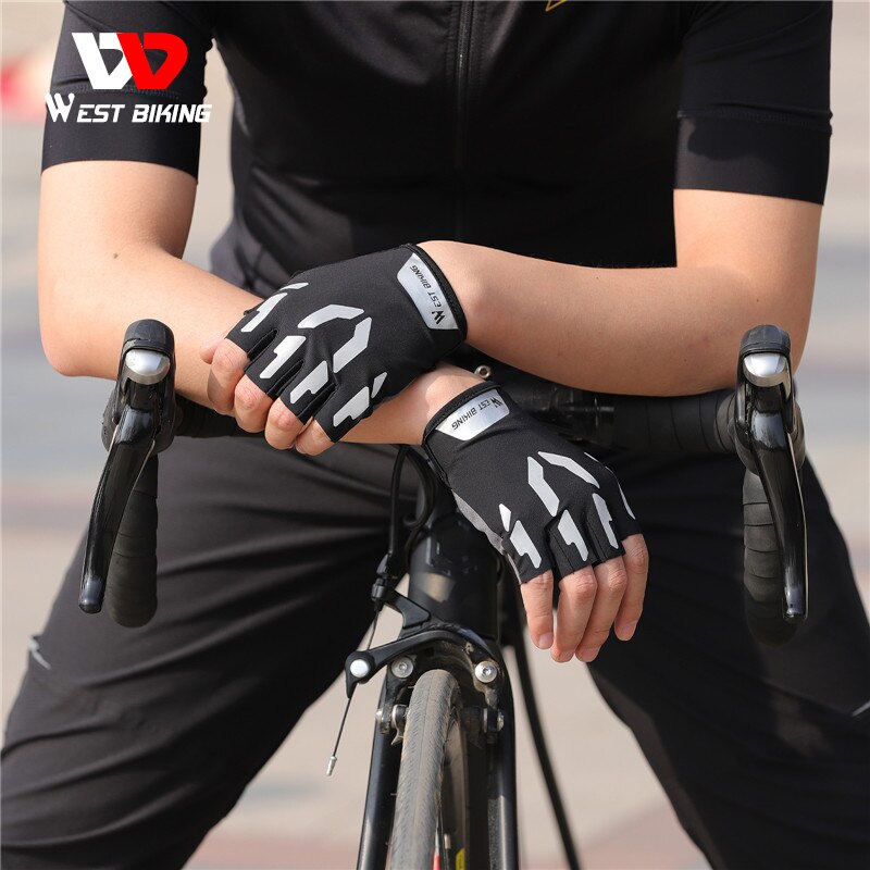 Guantes de ciclismo con almohadilla de Gel, medio dedo, para deportes de montaña, reflectantes, amortiguadores, transpirables