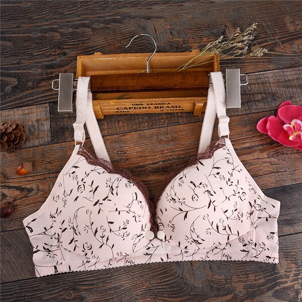Gravide kvinder undertøj amning ammende bh blomst amning barsel bh front poppers amme bh'er til mødre: Beige / 40