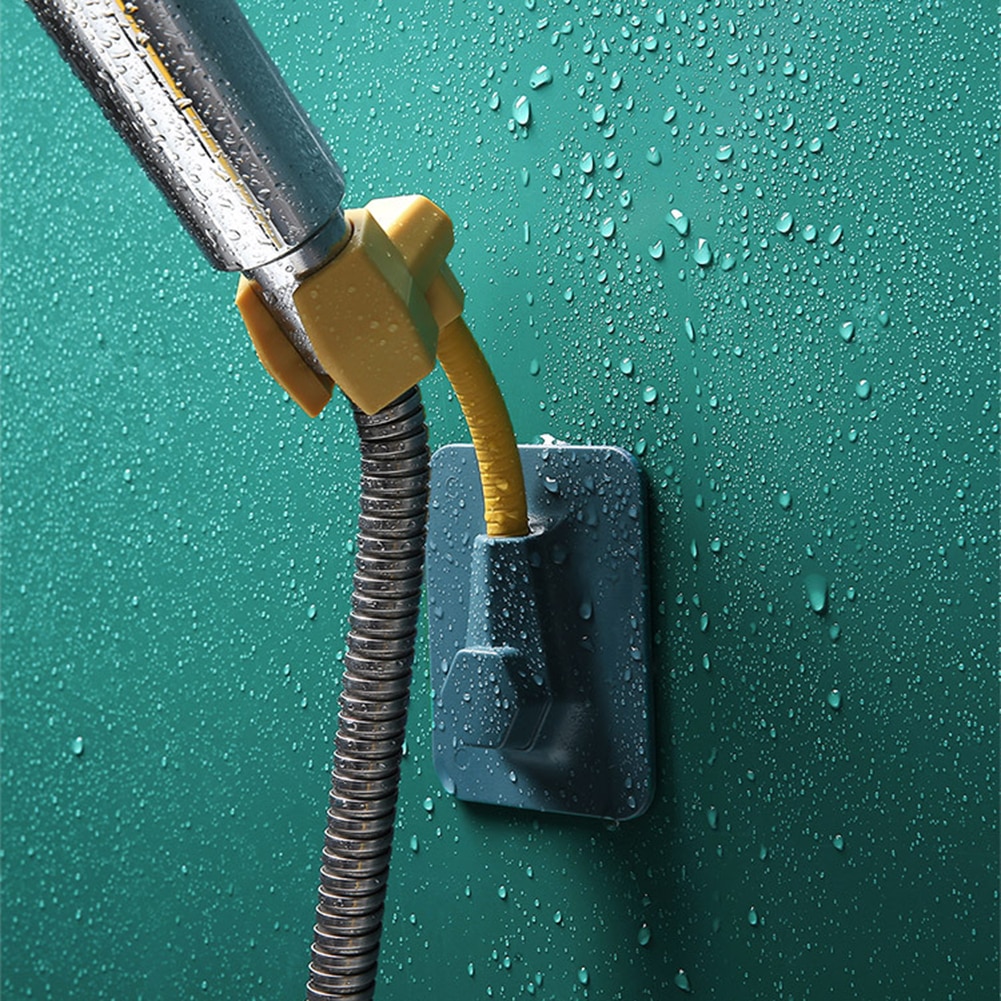 360° Shower Head Holder Adjustable Self-Adhesive Showerhead Bracket Wall Mount With 2 Hooks Stand SPA Bathroom Universal ABS 1pc