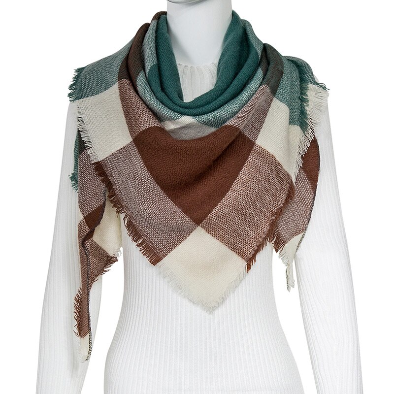 Evrfelan femmes écharpe de hiver foulards femme cou porter Plaid bufanda Triangle forme écharpe: C14