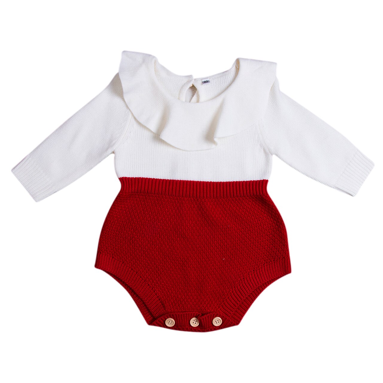 Herfst Winter Pasgeboren Baby Kleding Baby Peuter Meisje Truien Rompertjes Wol Breien Lange Mouw Een stuk Outfits 0 -24M: Rood / 6m