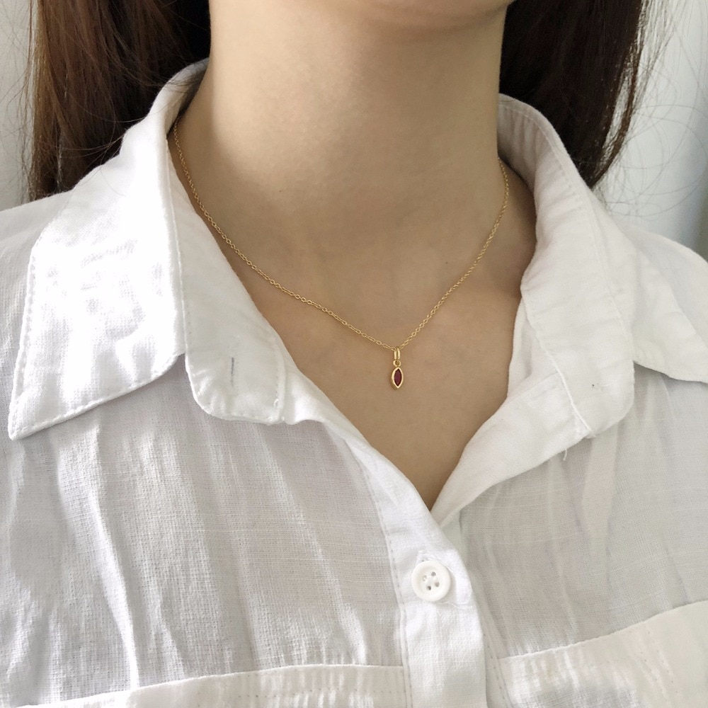 Rouge zircon coeur 925 en argent sterling collier simple à la collier pendentifs pour femmes bijoux à breloques