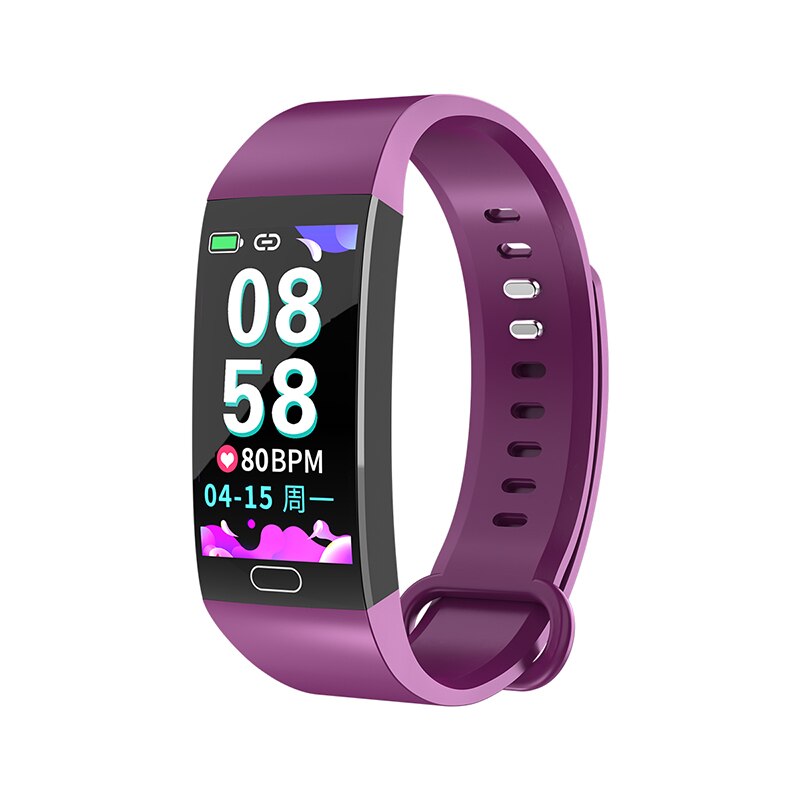 Smart armbånd med trykmåling fitness tracker aktivitet sport band sundhed armbånd skridttæller pulsmåler: Lilla
