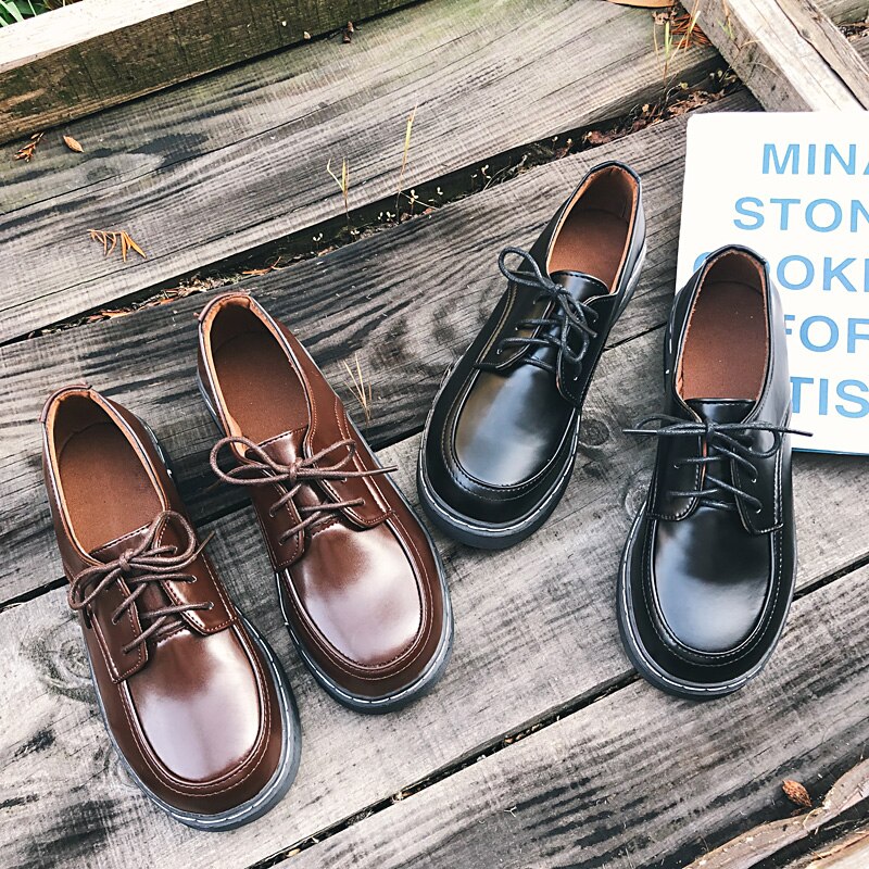 Casual Vrouw Schoen Womens Derby Schoenen Ronde Neus Alle-Wedstrijd Britse Stijl Mode Vrouwen Vrouwelijke Schoeisel Lederen Preppy