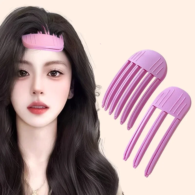 2 pçs fofo hairpin curling franja clipes raízes de cabelo volumizing grampos de cabelo conjunto feminino curling clipe fixo moda volume rolo de cabelo: Lavanda