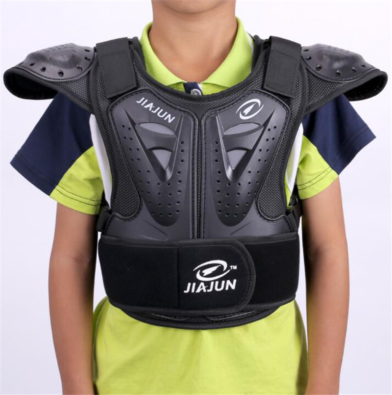 Jiajun Kind Body Protector Armor Motorjacks Motocross Back Shield Mouwloos Vest Spine Borst Beschermende Gears Jas: Black / L