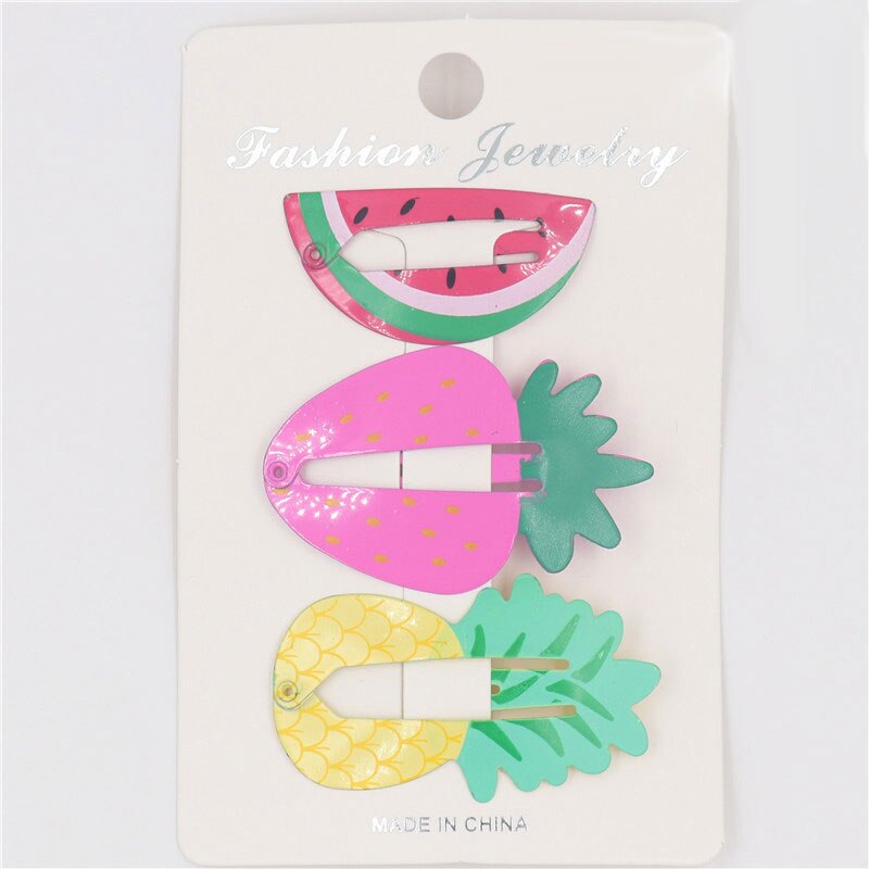 2-6 stks/set Leuke Cartoon Kinderen Haar Accessoires Hoofddeksels Ananas Fruit Dier Haarspelden Baby Snoep Kleur Regenboog Meisje Haar clips: 1