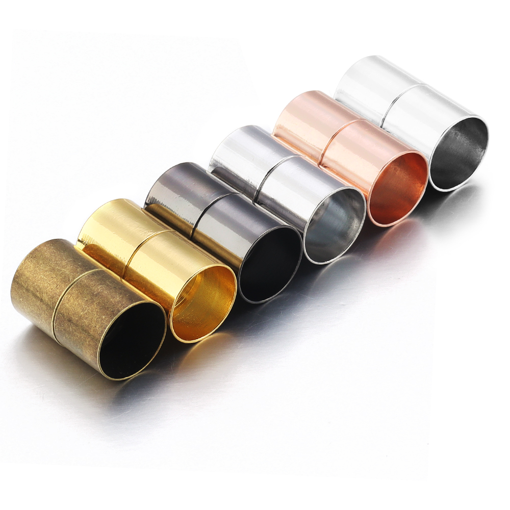 Lote de 5 unidades de cierres magnéticos fuertes cilíndricos de varios tamaños, hebilla para fabricación de joyería, accesorios de conectores de pulsera de cuerda de cuero DIY