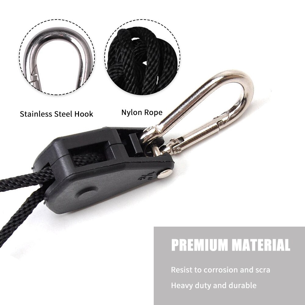 2-Pack Ratchet 1/8 Inch Verstelbare Heavy Duty Tie Down Touw Karabijnhaak Clip Hanger 150lb Capaciteit Voor Groeien licht Bagage