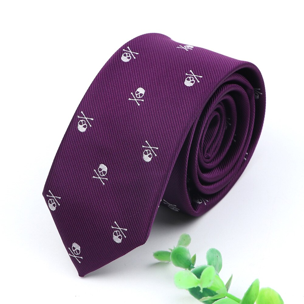 Skull Ties For Men Casual Slim Classic Polyester Neckties Man Tie for Wedding Halloween Party Male tie Neckwear: Tie 6cm-3