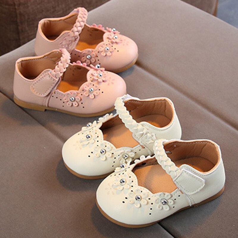Girls Shoes Rhinestone Flower Princess Dress Shoes PU Leather Casual Toddler Kids