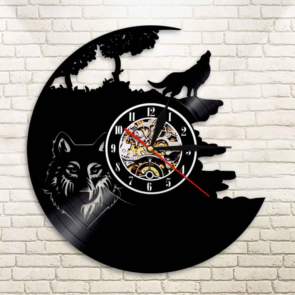 Wolf Vinyl Record Wall Clock Classic Home Decor Animals Handmade CD Time Clock Relogio De Parede Wolf Lover