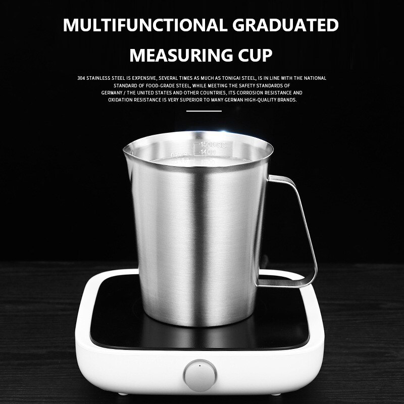 Thickened Stainless Steel Measuring Cup W/Scale Graduated/Baking/Liquid/Milk Coffee Bar Kitchen Practical Measuring Milk Tea Cup