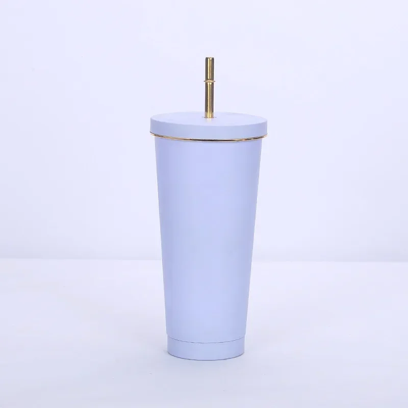 500 750ml Straw Cup With Lid Coffee Reusable Plastic Tumbler Frosted Mug Water Bottle Drinkware Portable Large Capacity Milk Tea