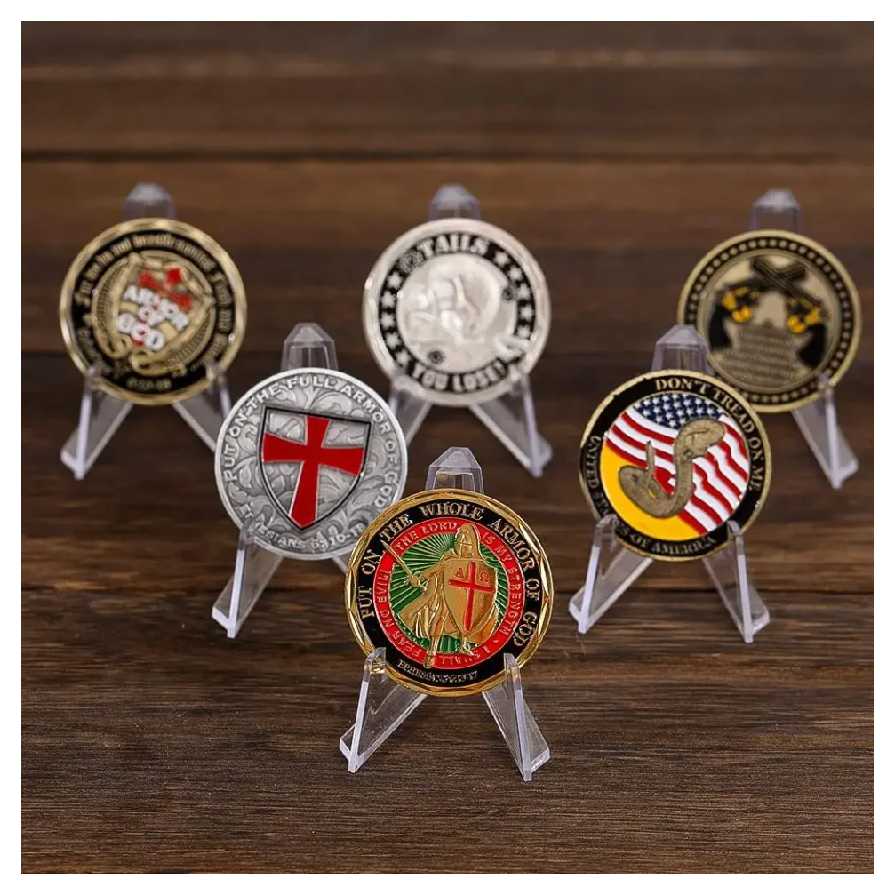 Stojak na monety, akrylowy, mały regał robić ekspozycji kolekcji kapsułek, monety wyzwanie, medal, ramka na zdjęcia.