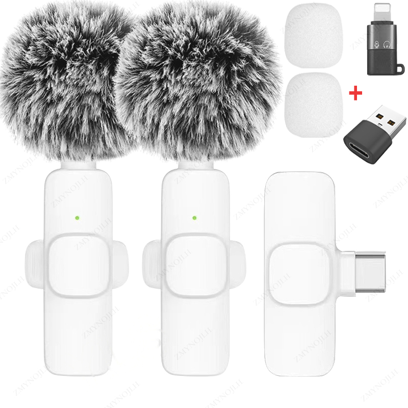 Nowy bezprzewodowy mikrofon krawatowy Przenośny mini mikrofon do nagrywania audio i wideo dla iPhone'a Android PC Camera Telefon do gier na żywo: Srebrny