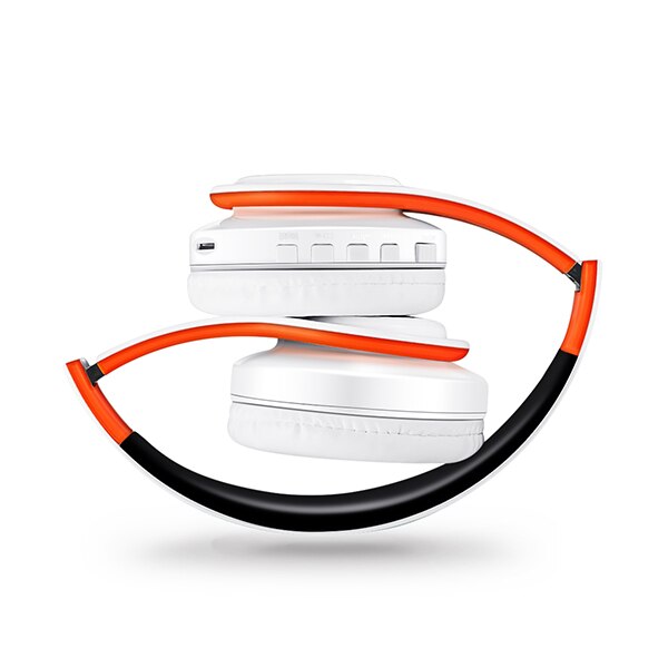 Best headphones Wireless earphones with microphone Digital Stereo Bluetooth Headset Card MP3 player FM Radio Music for all: White Orange