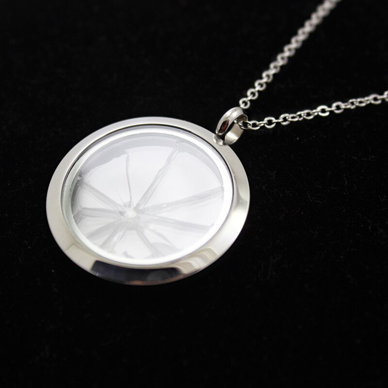 10pcs/lot 30MM Round Stainless Steel Shattered Glass Ceiling Necklace LSFL066