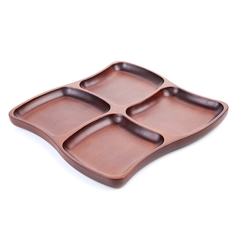 Plateau de service à compartiment en bois, assiettes de service à Dessert, plat à collation divisé, plateau d&#39;amuse-gueule, sain et: Type-1