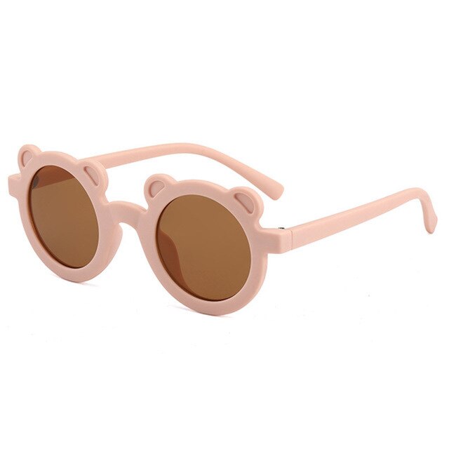 Lunettes de soleil pour enfants, monture ronde en forme d'ours, de dessin animé, pour fille et garçon:  C6