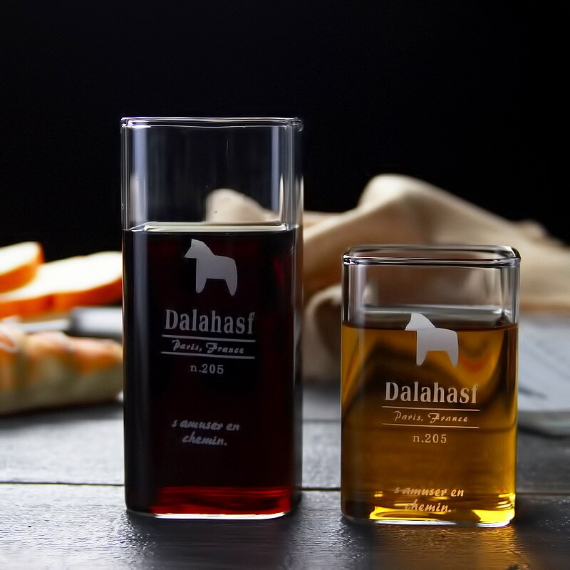 Nordisk stil firkantet munn kopp høy borosilikat varmebestandig glass kopp husholdningsdrikk kopp melk kopp øl kopp  b200119