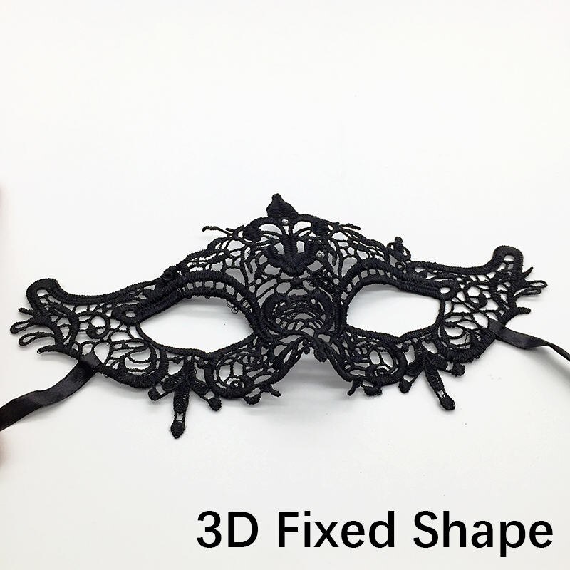 Masques mascarade ajourés en dentelle pour dames | Masques pour bal d'halloween, demi-masques de fête, fournitures de fête, noir blanc #30: H-3D