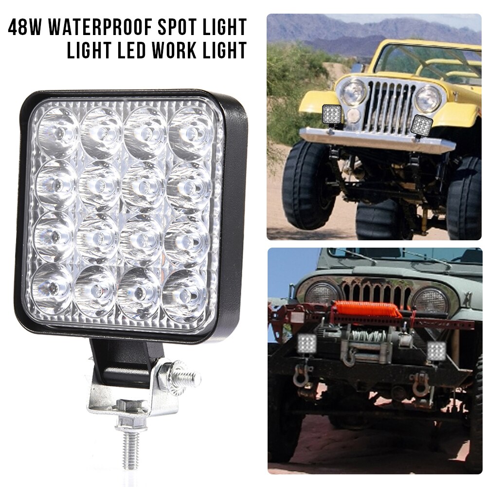 LED Light Bar 48W LED Work Light 4x4 Flood Light Square Spotlight Fog Lighting Exterior For Ffroad SUV ATV Tractor