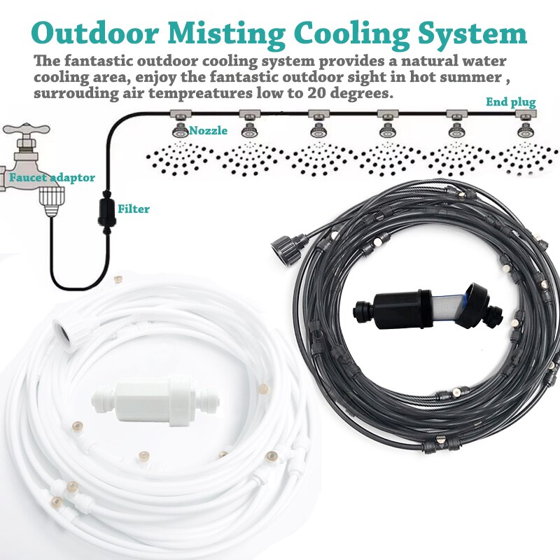 HEMAN Atomized Misting Cooling System Kit Fog System Outdoor Courtyard Garden Spray Quick Connect Nozzle Irrigation 6-18M