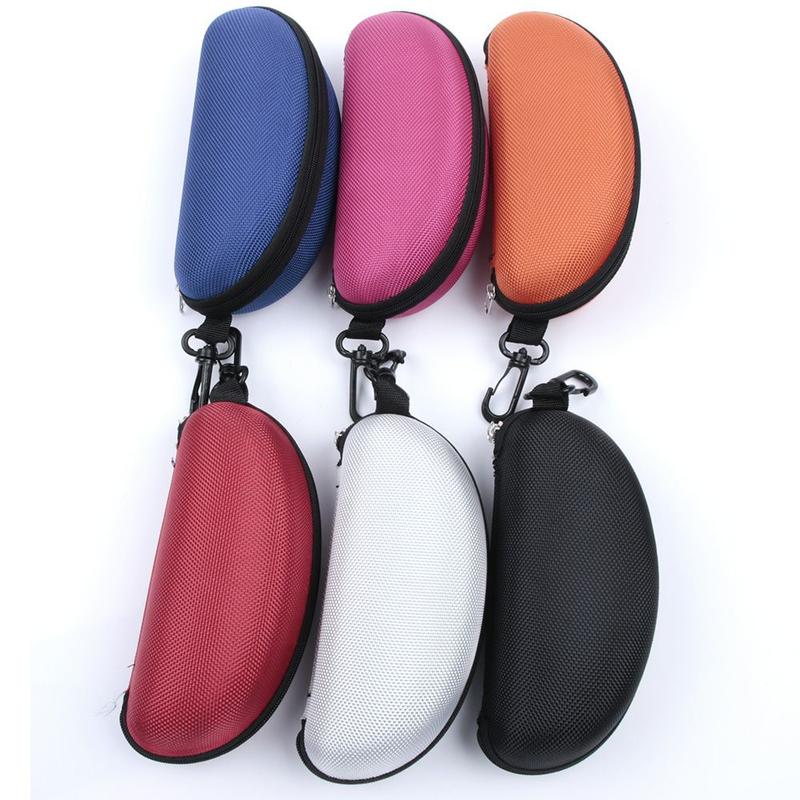 Portable Zipper Eye Glasses Clam Shell Sunglasses Hard Case Protector Box
