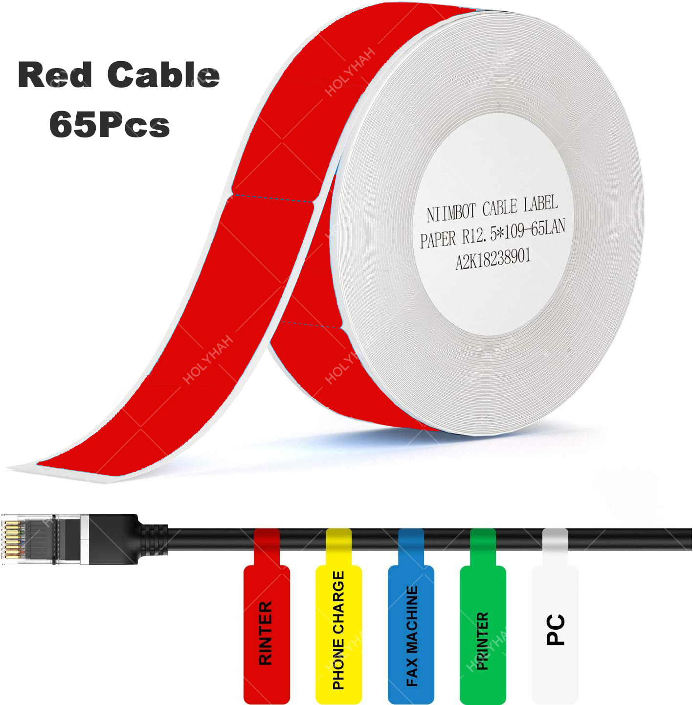 Niimbot D11 D110 D101 Mini Label printer paper Printing Label Waterproof Anti-Oil Price Tape Scratch-Resistant Label Sticker: Green Cable Label