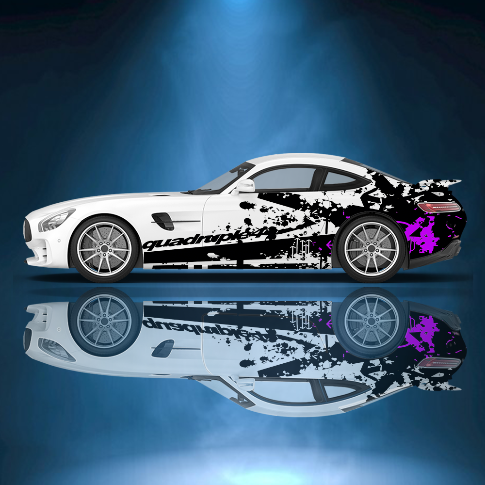 Colorful Splattered Graffiti Line Car Side Sticker Vinyl Self-adhesive Paper Motorsport Paint Decal Suitable for Truck Suv Decor: L / Silver