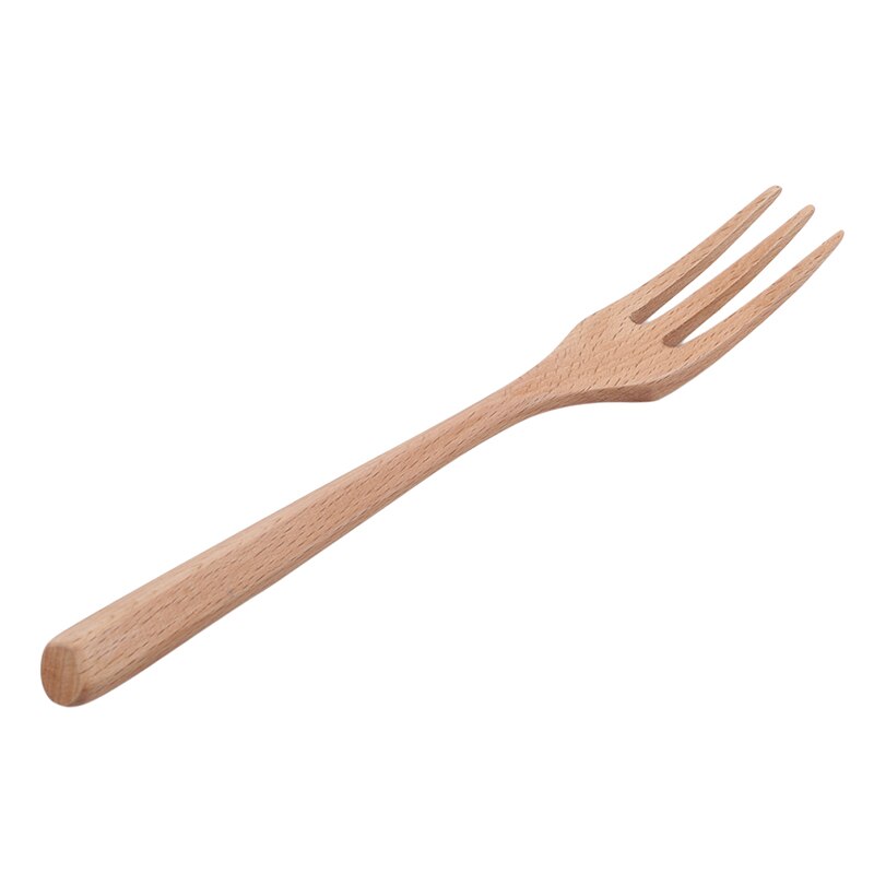 Beech Spoon Japanese Simple Style Natural Solid Color Handle Wooden Spoon Fork Kitchen Tableware