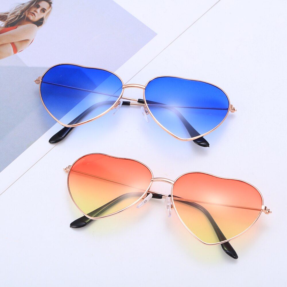 Women Vintage Heart Shape Sunglasses Metal Frame Sun Glasses Candy Color Gradient Sun Glasses For Outdoor Cycling