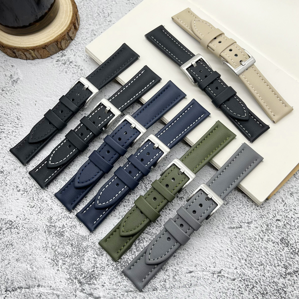 Waterdichte Canvas Horlogeband 18mm 19mm 20mm 21mm 22mm Stof Met Lederen Quick Release Horlogeband heren Polsband Accessoires