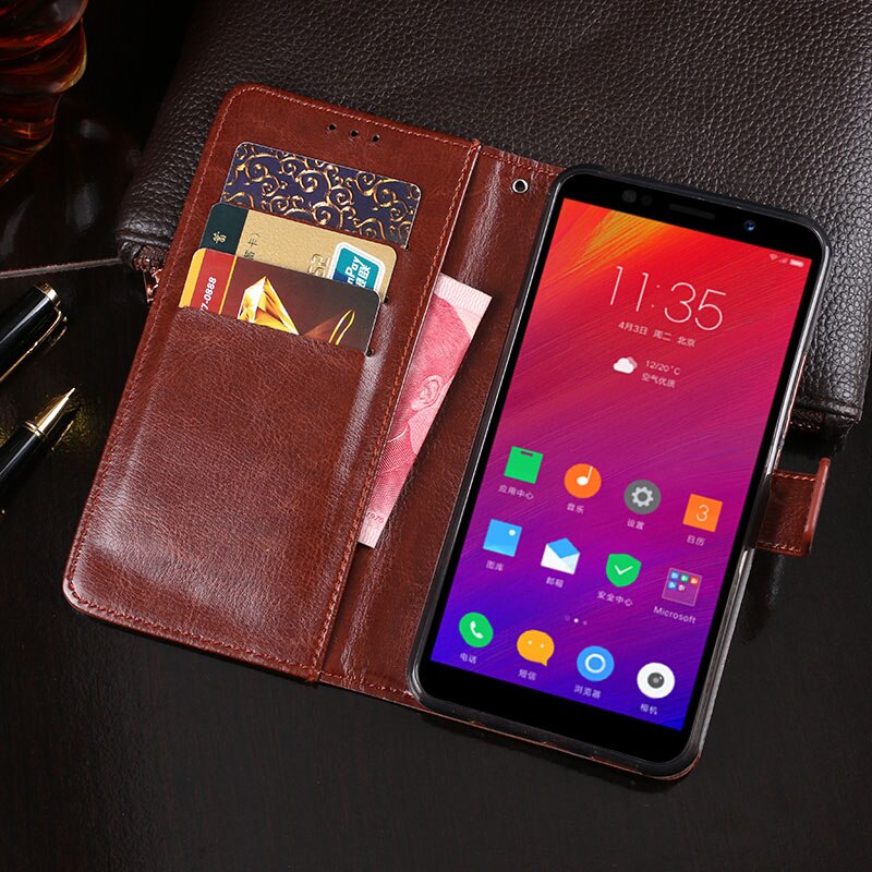 Für Lenovo A5 Fall 5,45 ''Flip Brieftasche Business Leder Coque Telefon Fall für Lenovo A5 L18011 Abdeckung mit Karte halter Zubehör