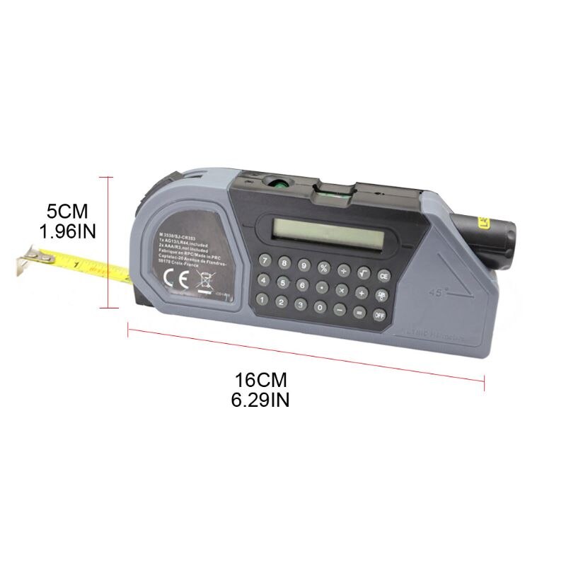 Multifunctionele Digitale Display Tape Messure Niveau Instrument Meetinstrument Met Rekenmachine En Zuignap Techniek Tool