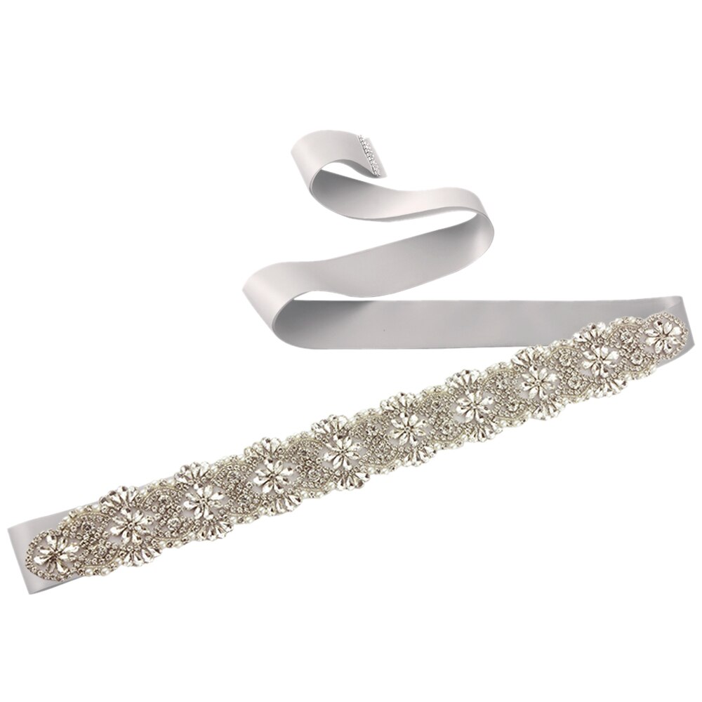 Sparkle Wide Rhinestone Belts For Women Pearl Wedding Belts Plus Size Bride Sash Belt Wedding Waist Belt Jeweled Belt for Dress: gray