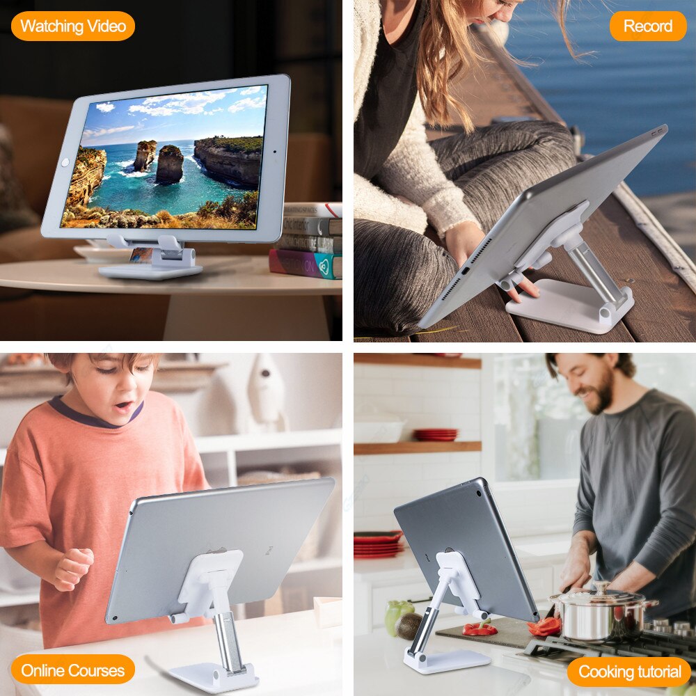Fully Foldable Tablet Stand Adjustable Desktop Tablet Holder Stand For iPad Samsung Xiaomi Tablet Mount Support 3.5-12.9'' Phone