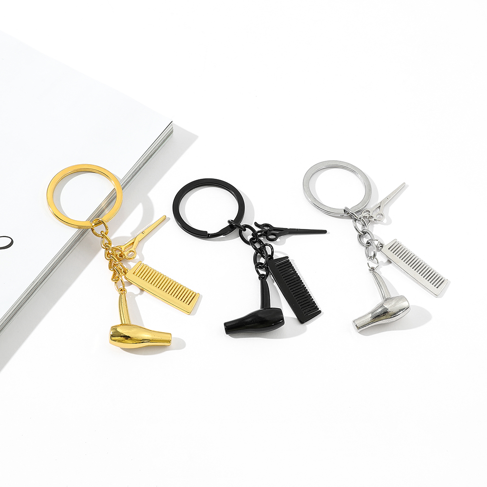 Nuovo creativo strumento per parrucchiere portachiavi asciugacapelli forbici pettine portachiavi parrucchiere regali per donne e uomini accessorio chiave