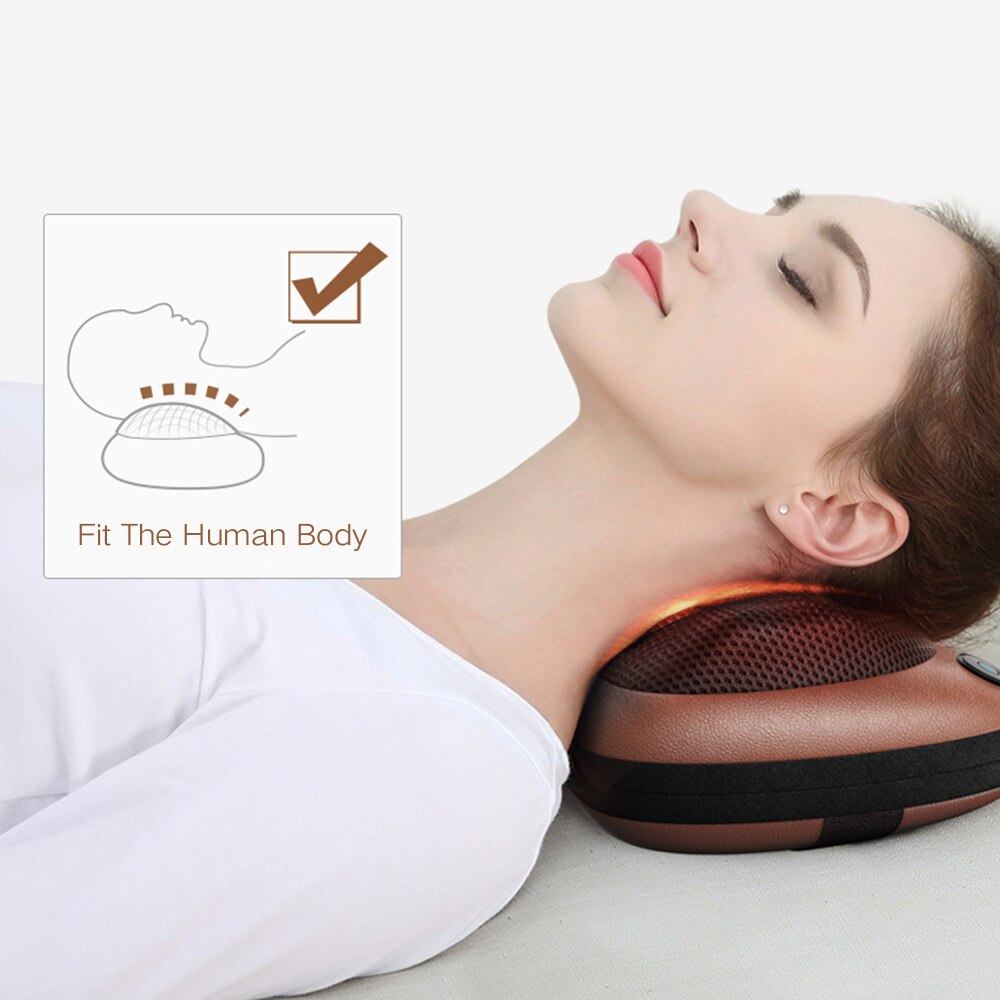 Shiatsu Massage Pillow Neck Headrest Massage Cushion Cervical Massager Lumbar Back Roller Vibrating Heat Electric Massage Device