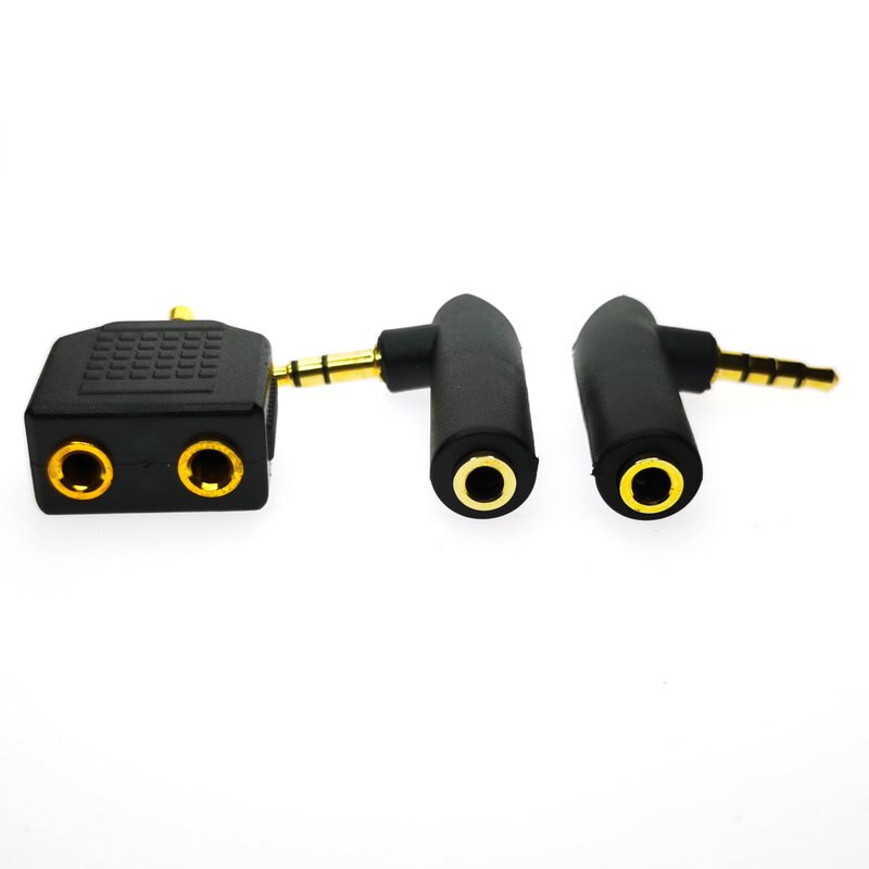 2PCS Gold plated 4Pole Male Audio Stereo Plug Jack Adapter Connector L Shape Right Angle Connector 3.5 jack Female to 3.5mm