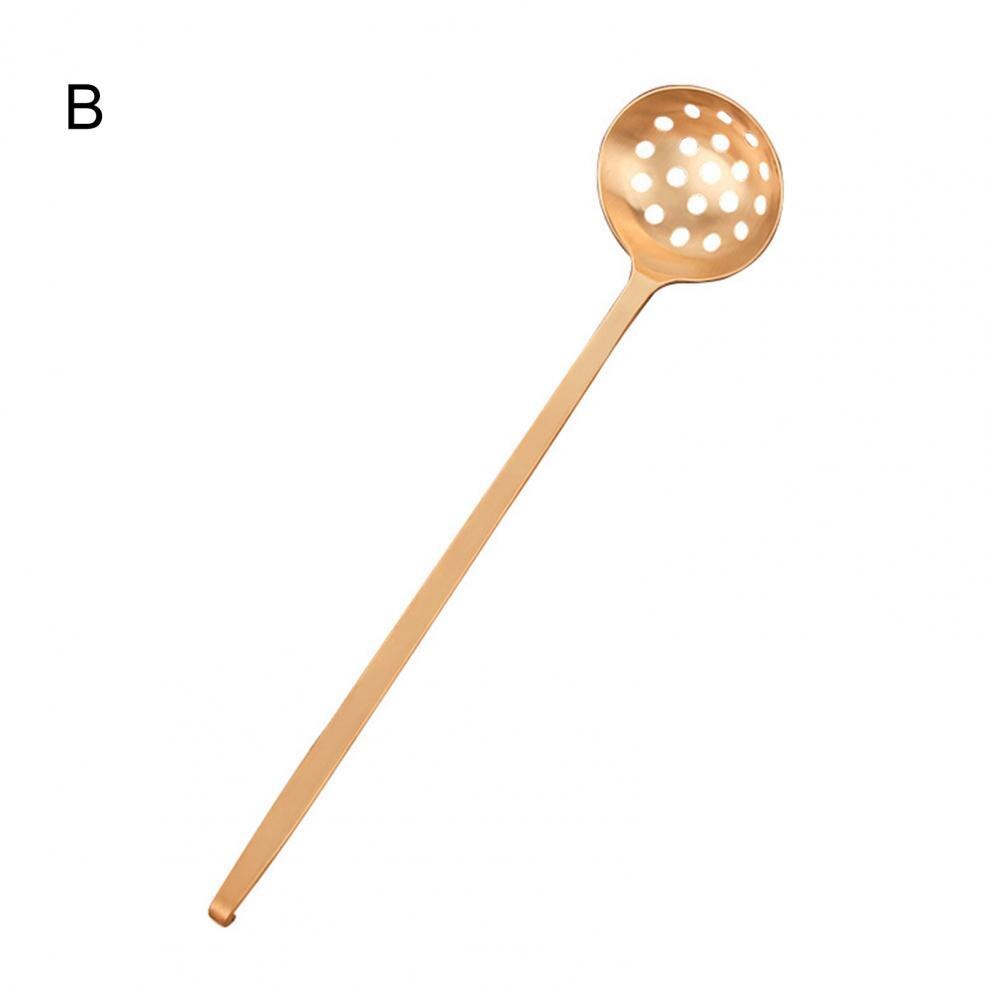 Slotted Spoon Durable Ergonomic Handle Soup Slotted Spoon Copper Strainer Ladle: B