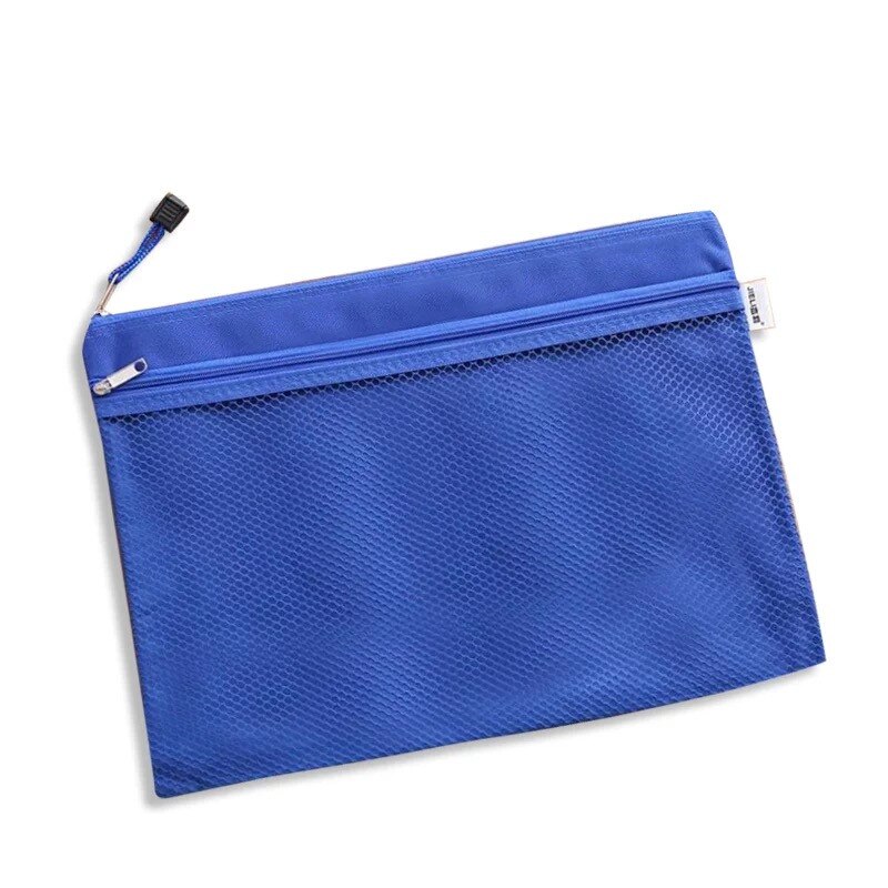 Bolsa de lona con cremallera A4, organizador de papel para documentos, bolsa protectora de almacenamiento, papelería, 2 capas, resistente al agua, novedad, 1 ud.: dark blue