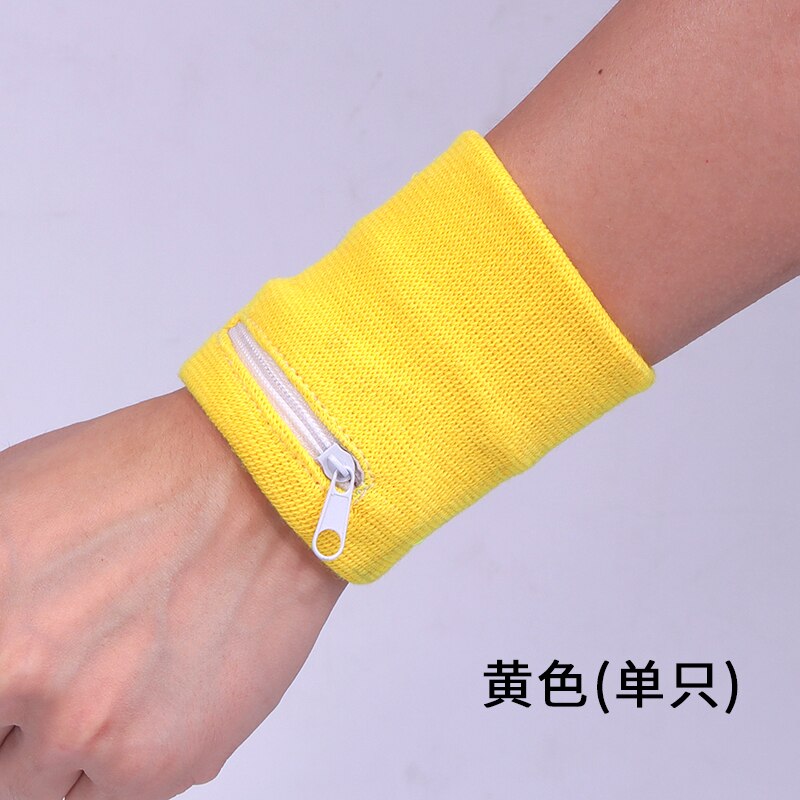 Outdoor Wrist Band with Key Card Bag Safety Wallet Storage Zipper Ankle Wrap Sport Strap Wrist Support: Yellow