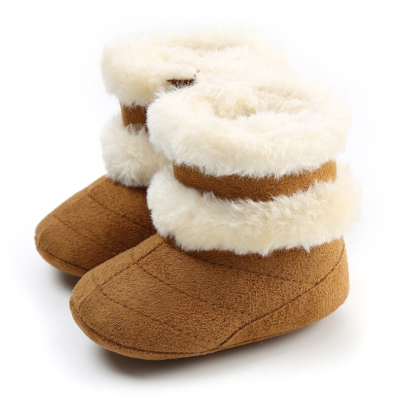 LZH obuwie dziecięce 2020 nowe zimowe noworodki śniegowe buty środkowa tuba ciepły pluszowy jednokolorowy kolor rzep dziewczynek chłopców zimowe buty: brązowy / 12cm